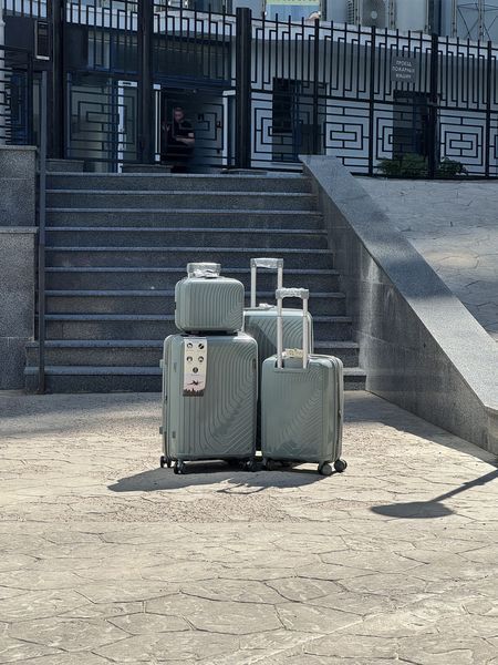 Комплект чемоданов (3шт) + кейс в подарок + расширение Полипропилен MSB дорожный на колесах MSB TuN 014-3 (shal) All фото