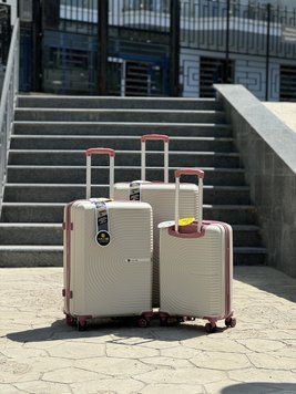 Маленька Турецька дорожня валіза бел/т.пуд MCS 374 розмір S високоякісний ударостійкий поліпропілен 4 колеса 360&deg; 40 літрів MCS 374 (wh/d.pow) S Білий MCS 374 (wh/d.pow) S фото