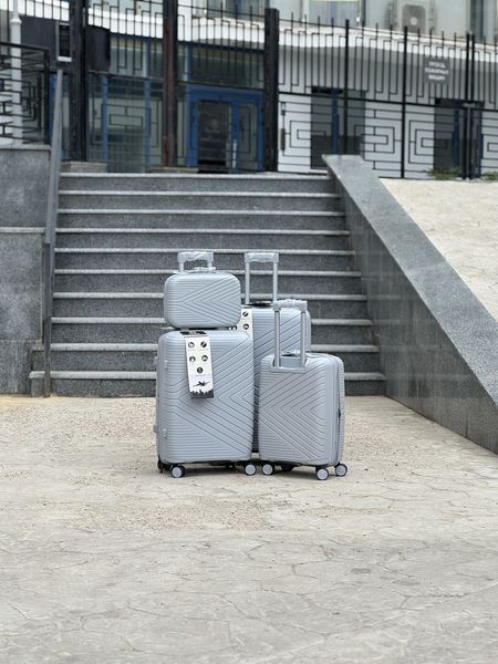 Средняя Чемодан М + кейс в подарок с расширением, Полипропилен MSB на колесах 4 колеса 75 литров MSB 011 (silver) M фото