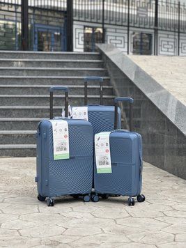 Середній Чемодан Поліпропілен дорожній ( M ) на колесах 4 колеса 75 літрів Horoso 102 (джин) M Синій Horoso 102 (denim) M Синій Horoso 102 (denim) M фото