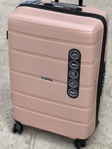 Wings Ударопрочный пластиковый Чемодан Большой (L), на 4 колесах Wings HWF (pink) L Розовый Wings HWF (pink) L фото
