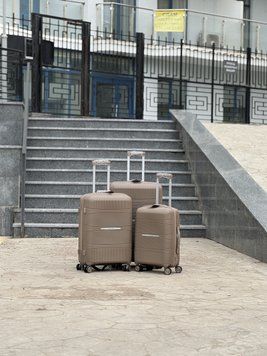 Комплект валіз ( 3 шт) + розширення Поліпропілен на колесах 360* S bags PP 02 (шам) All Бежевий S bags PP 02 (champagne) All фото
