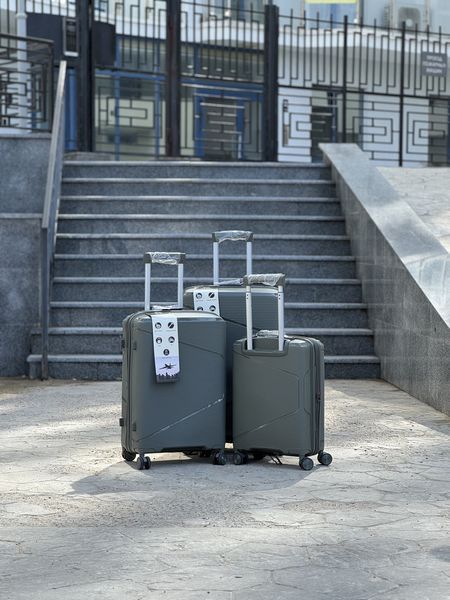 Комплект чемоданов (3шт) + расширение Полипропилен MSB дорожный на колесах 4 колеса 360* MSB 088 (olive) All фото