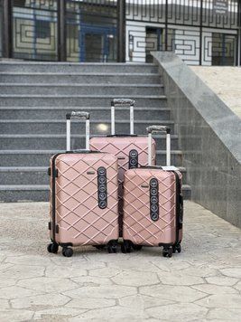 Wings 4 шт Комплект Валіз, на колесах, дорожня, сумка на колесах Wings rhombus (pink gold) All Рожевий Wings rhombus (pink gold) All фото