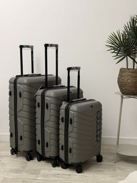Wings 4 шт. Комплект Валіз, на колесах, дорожня сумка на колесах Wings PH01 (light gray) All Світло-сірий Wings PH01 (light gray) All фото