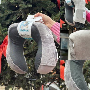Подушка для подорожей Horoso підголовник ефект пам'яті под EmiPro вельв сер Серый Pillow EmiPro velv grey Сірий Pillow EmiPro velv grey фото