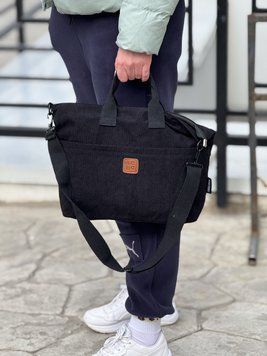 Тканинна вельветова Сумка Шоппер для покупок посилені ручки shop вель черн shop vel chern фото
