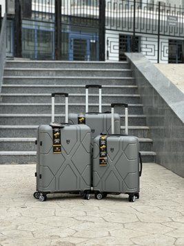 Велика Турецька дорожня валіза сірий MCS 375 розмір L високоякісний ударостійкий поліпропілен 4 колеса 360&deg; 120 літрів MCS 375 (gra) L Сірий MCS 375 (gra) L фото