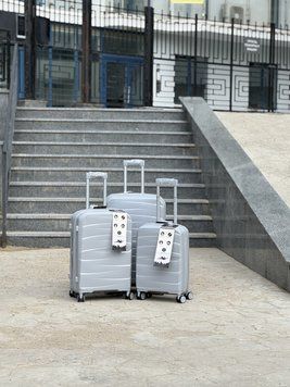Маленький Валіза S з розширенням, Поліпропілен MSB на колесах 4 колеса 37 літрів MSB 023 (serebro) S Сірий MSB 023 (serebro) S01 фото
