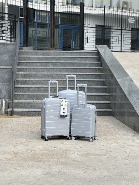 Маленький Чемодан S + кейс в подарок с расширением, Полипропилен MSB на колесах 4 колеса 37 литров 4 колеса 360* MSB 023 (serebro) S01 фото