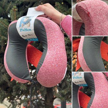 Подушка для подорожей Horoso підголовник ефект пам'яті под EmiPro пикс роз Розовый Pillow EmiPro pix pink фото
