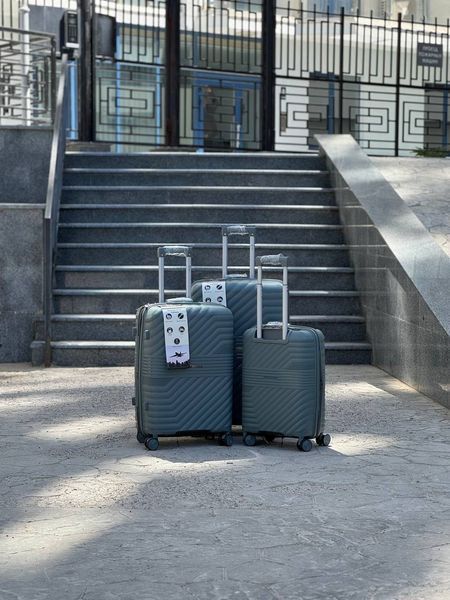 Комплект чемоданов (3шт) + 2 кейса в подарок + расширение Полипропилен MSB дорожный на колесах 4 колеса 360* MSB ZEF 084 (green) All фото